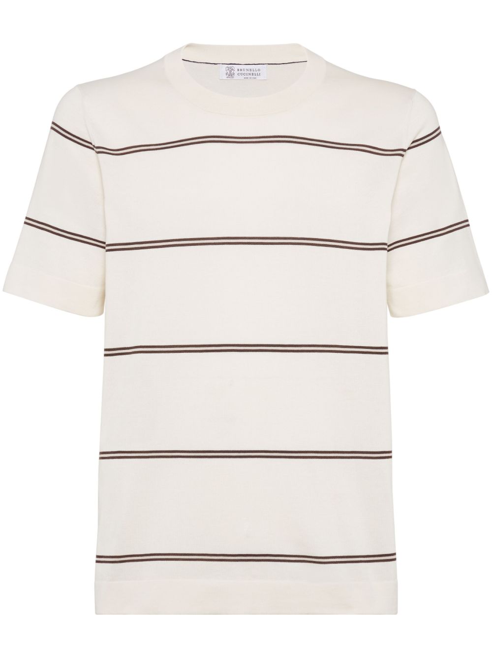 BRUNELLO CUCINELLI
아이보리 스트라이프 코튼 니트 티셔츠
